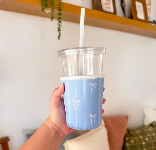 NEW! BLUE + WHITE BOWS COFFEE SLEEVE